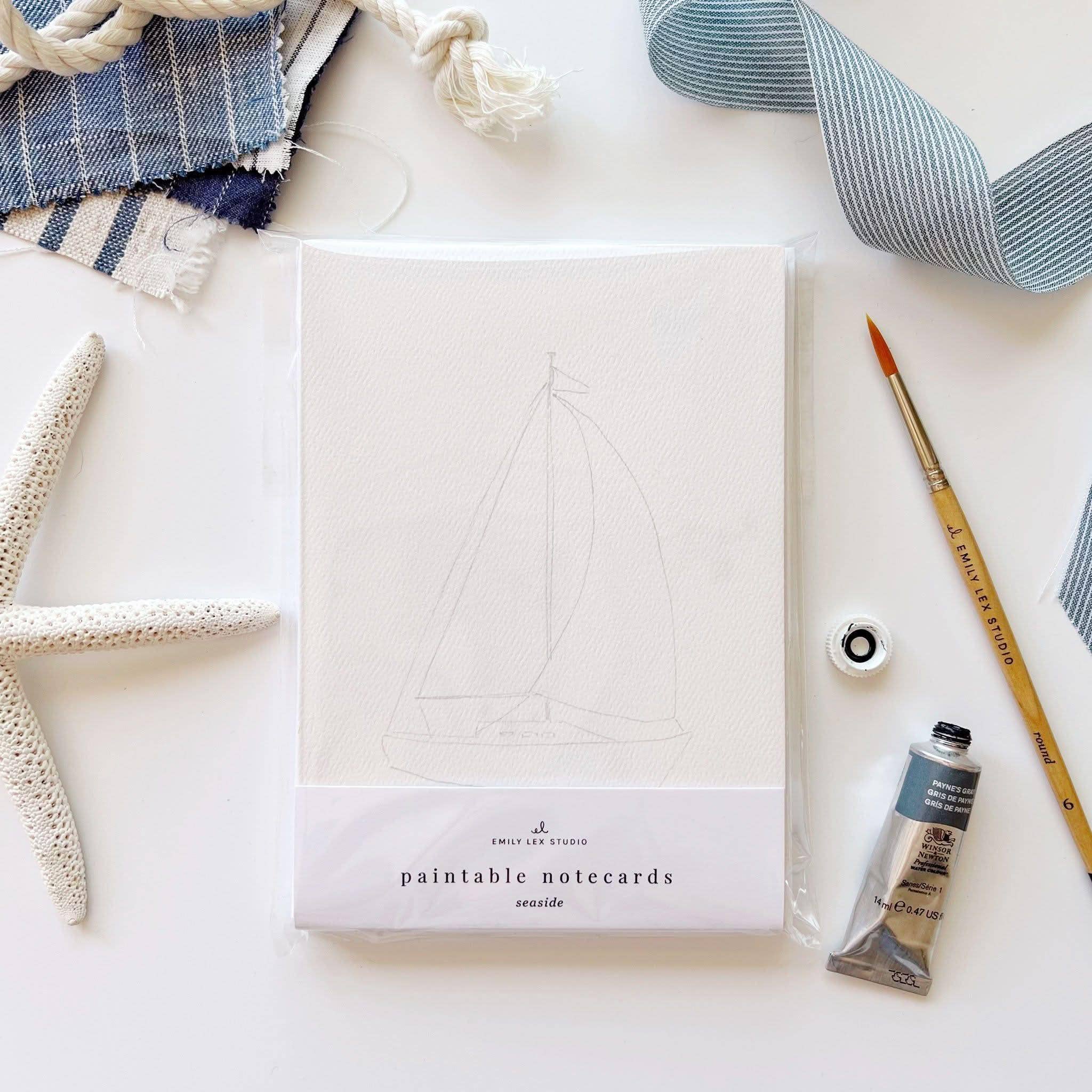 Seaside paintable watercolor notecard set