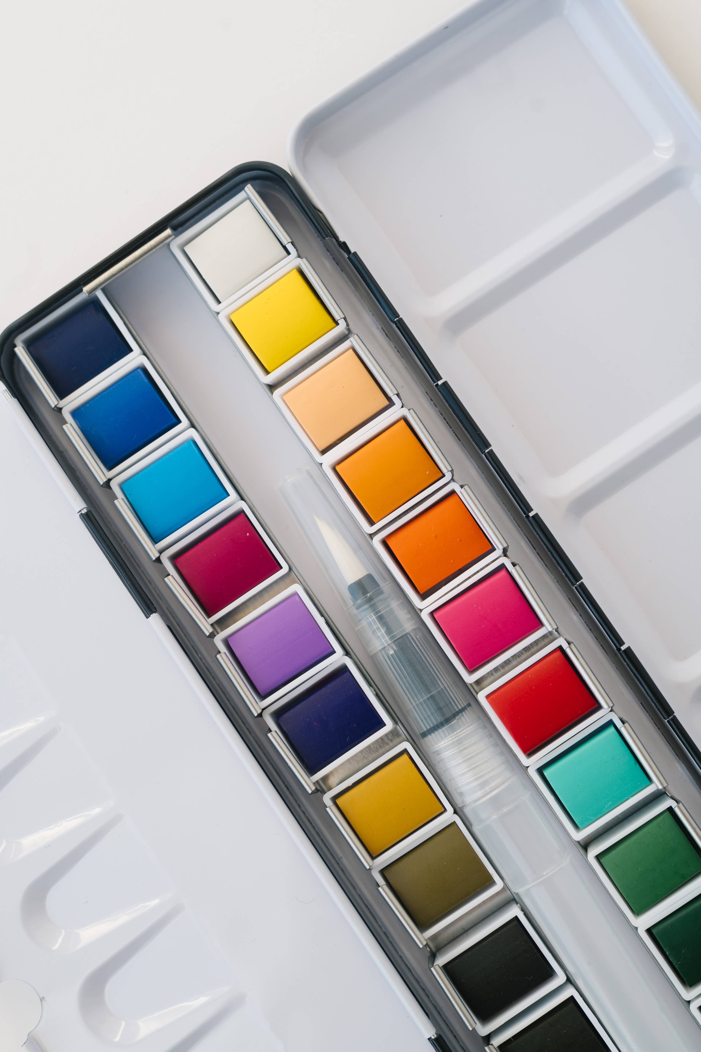 Various color swatches made with the 24 Color Watercolor Paint Palette, illustrating the palette's range and suitability for color experimentation and creativity.