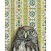 Framed art print of an owl on a patterned background