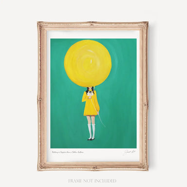 Nothing is Happier Than A Yellow Balloon Art Print featuring a joyful yellow balloon, perfect for brightening up your wall and bringing a smile to your space!
