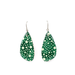 Close-up view of deep green polka dot Japanese Chiyogami wooden earrings, showcasing the intricate craftsmanship and UV-cured resin finish.
