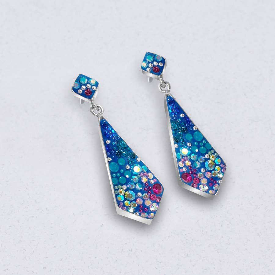 Kite Dangle Stud Earrings by Mosaico Jewels featuring sparkling crystals and silver design, symbolizing freedom and adding whimsy to your look.