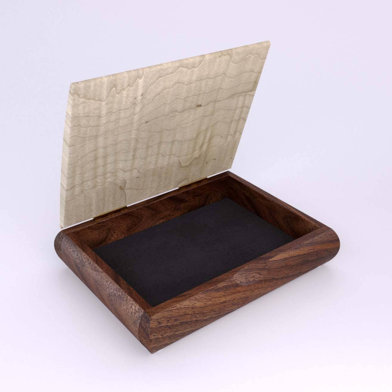 hand carved wood box with a hinged lid