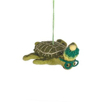 Felted turtle ornament 