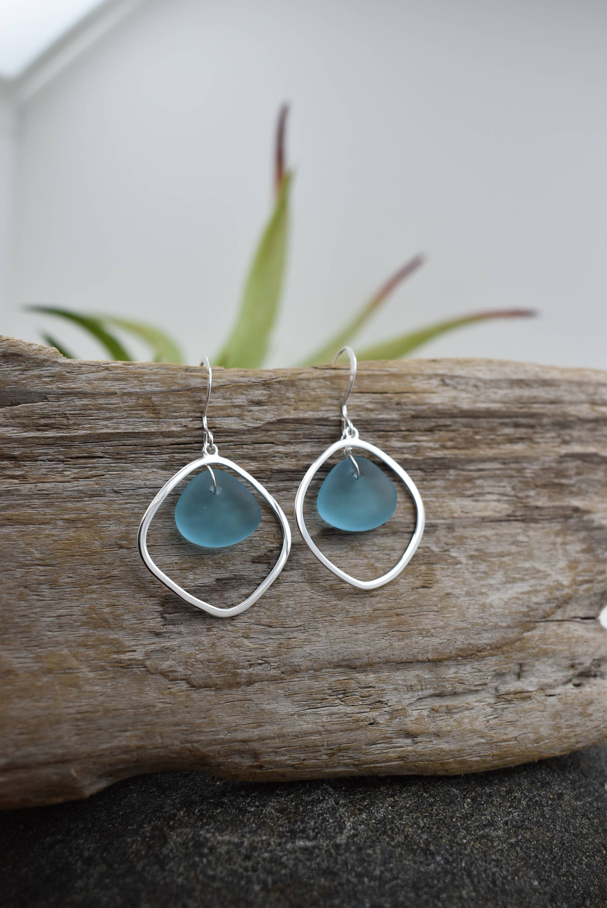 Organic Silver + Eco Glass Earrings
