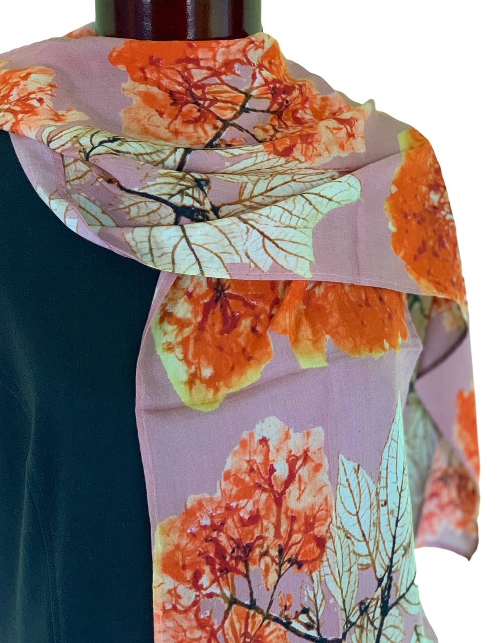 Victorian Hydrangea 2.0 - Brighter and More Vibrant cotton scarf by Nina J, limited-edition wearable art inspired by nature