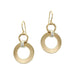 Medium Double Linked Rings Wire Earrings by Marjorie Baer, showcasing a stylish design with a medium brass ring linked to a smaller brass ring, perfect for modern fashion.