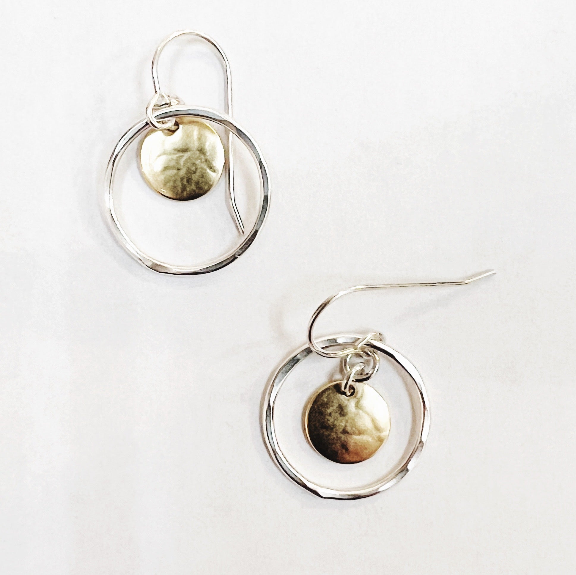 Small Ring and Circle Disc Earrings