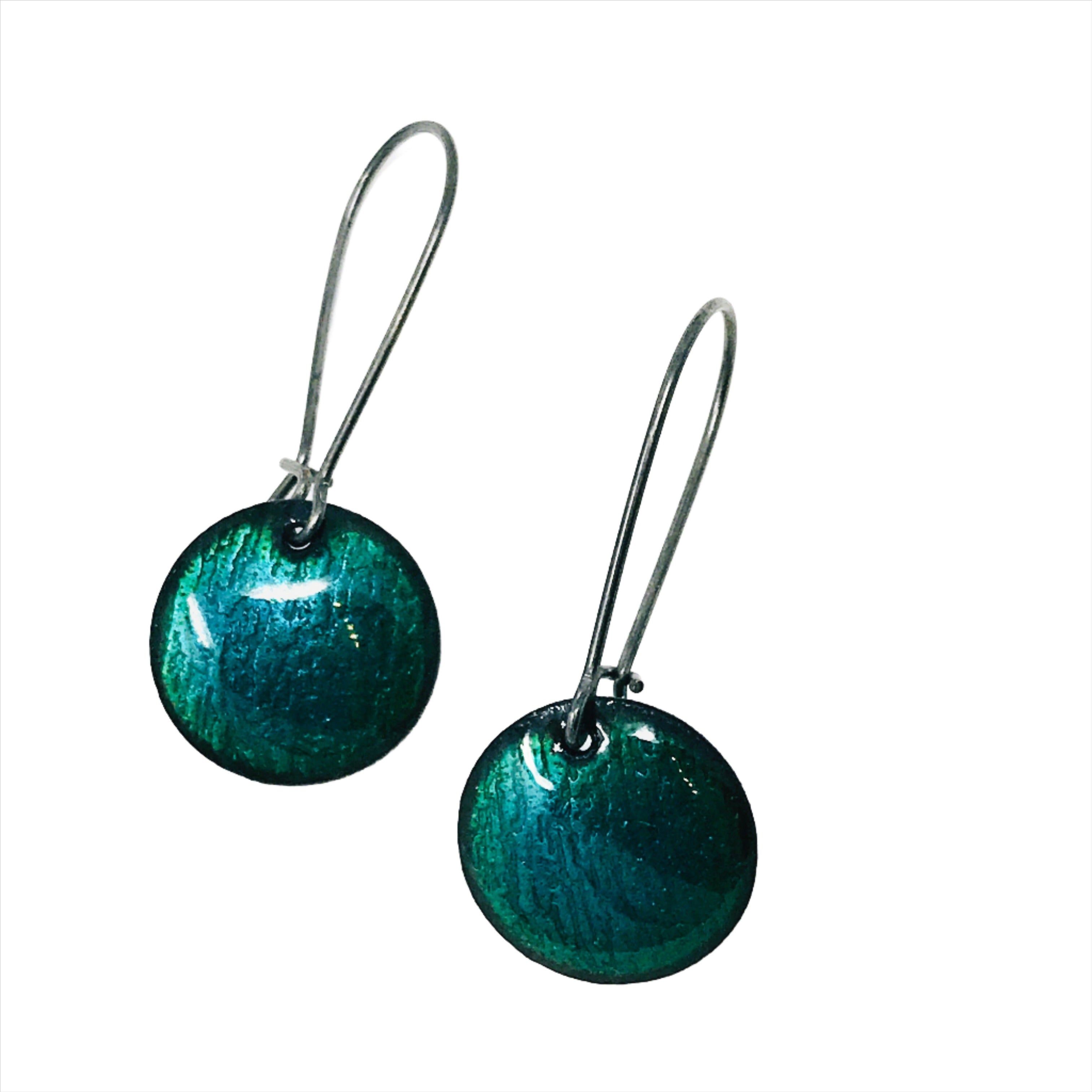 green enamel drop earrings