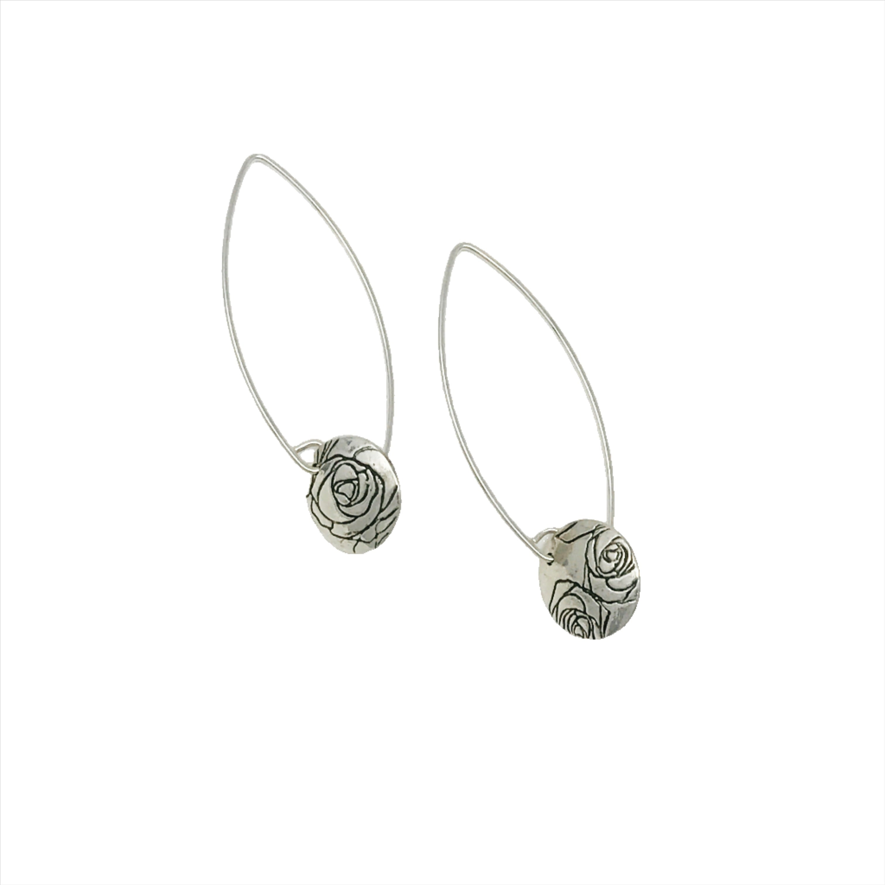 Silver Rose drop Earrings