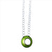 Green enameled round diatom pendant necklace