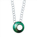 Green enameled round diatom pendant necklace