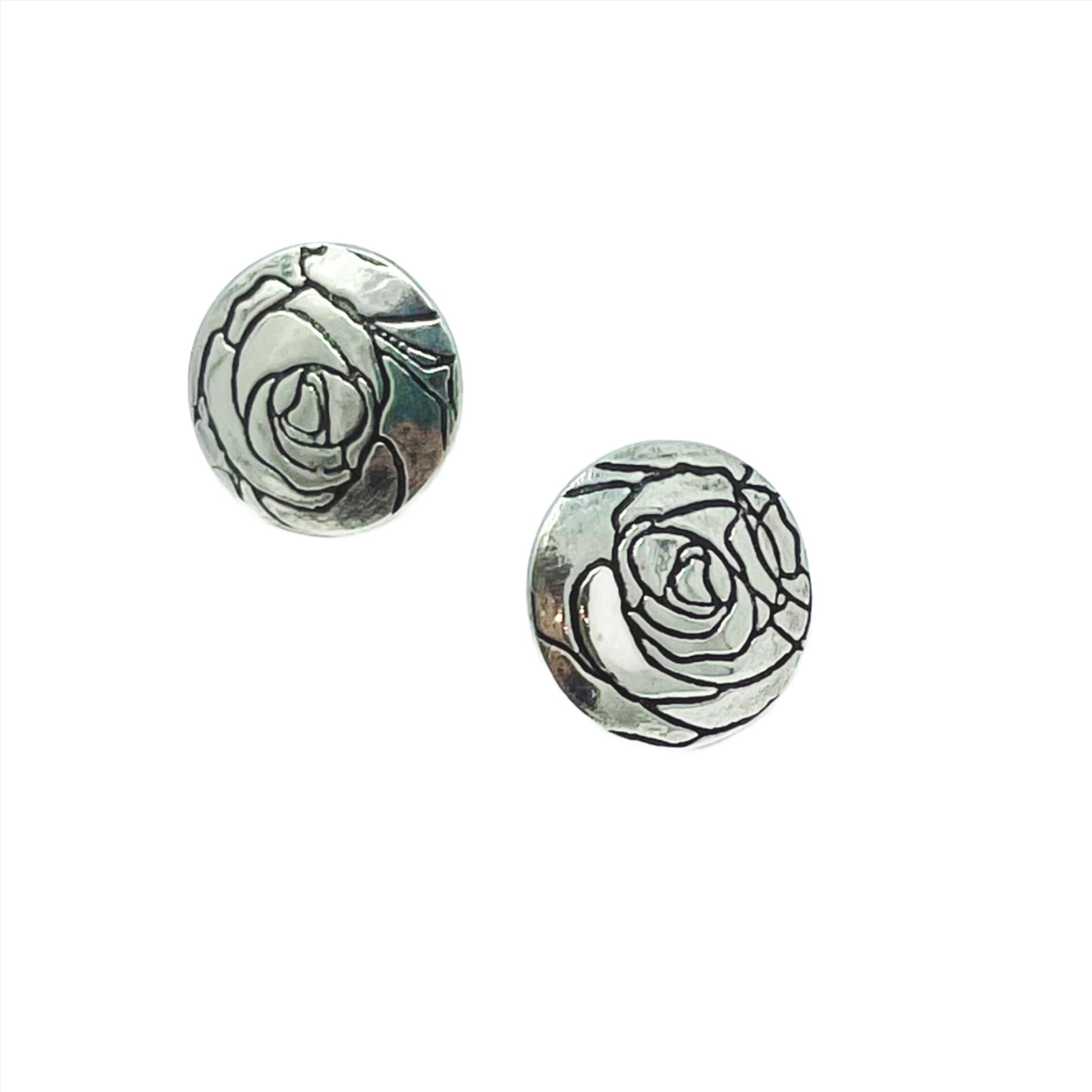 Silver Rose Earrings