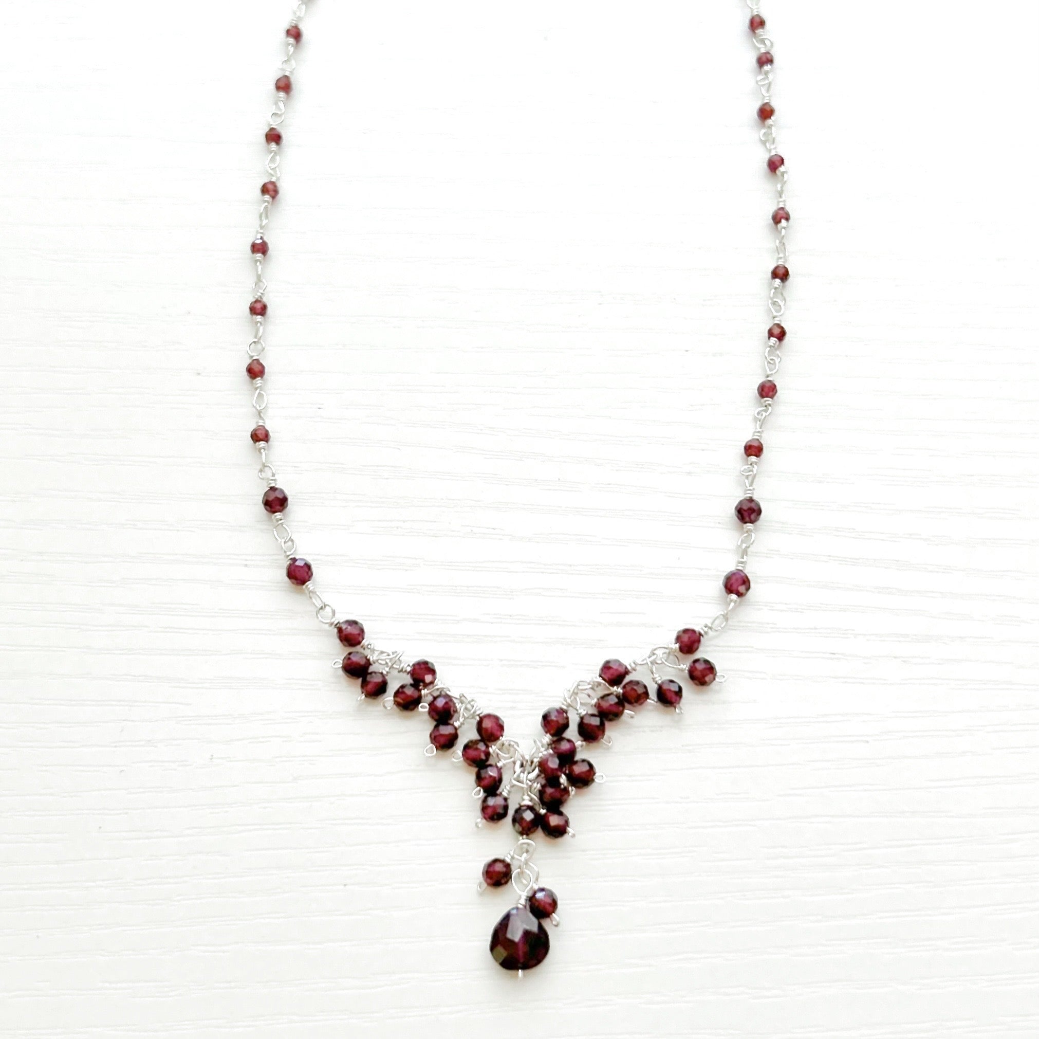garnet beaded necklace with pendant