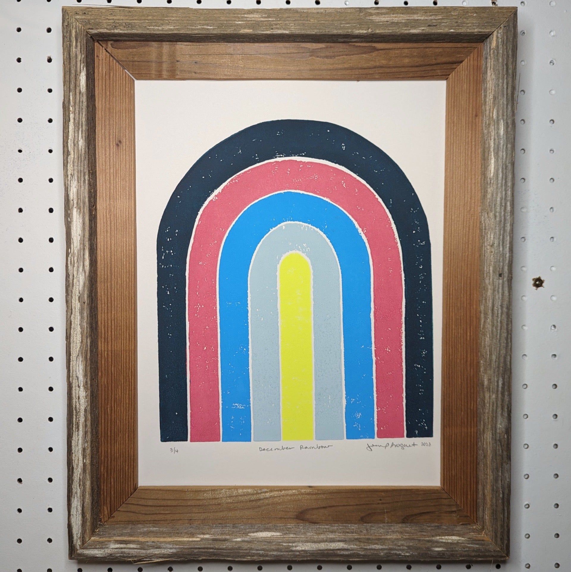 rainbow print with wood frame