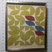 gold leaves lino print in gold frame