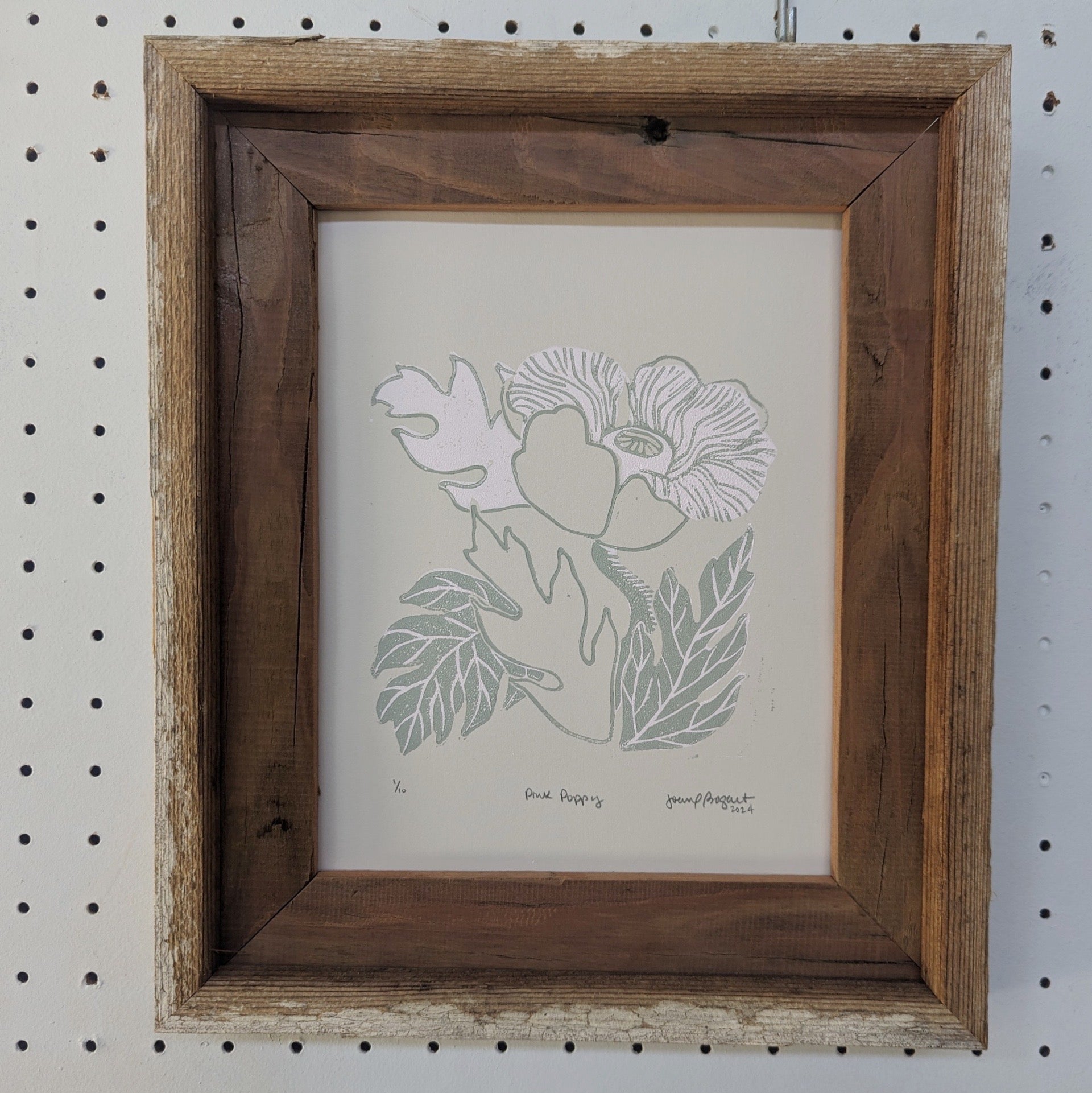 poppy print in wood frame