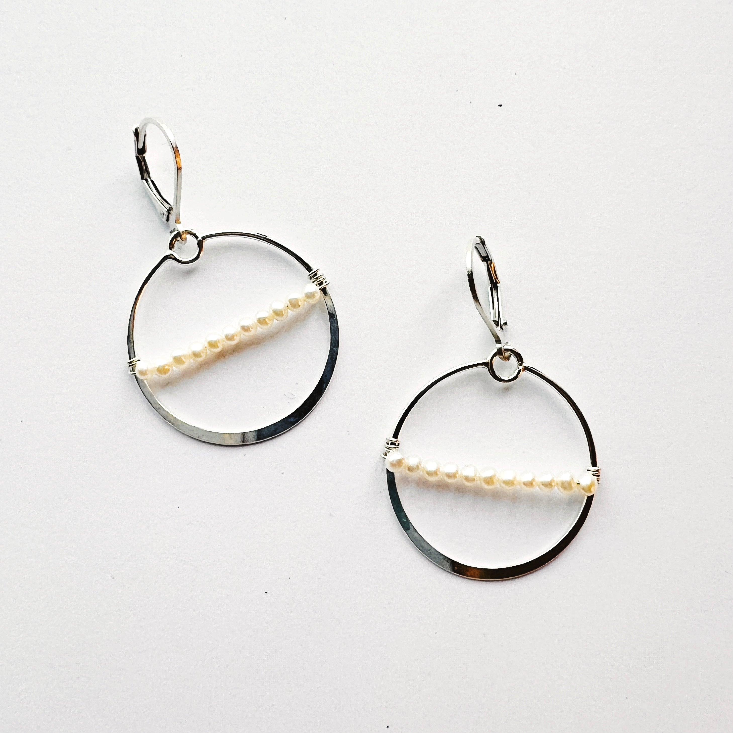 silver hoop earrings with pearls