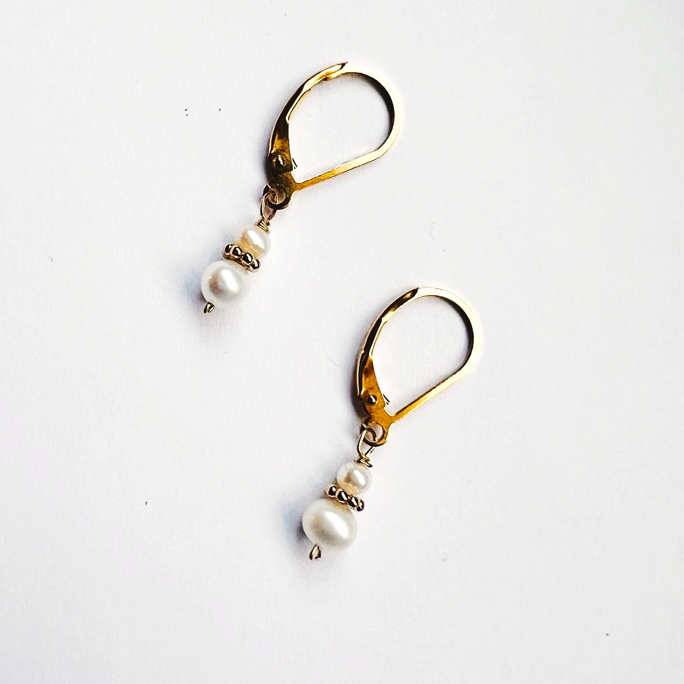 Gold Fill Double Pearl Earrings
