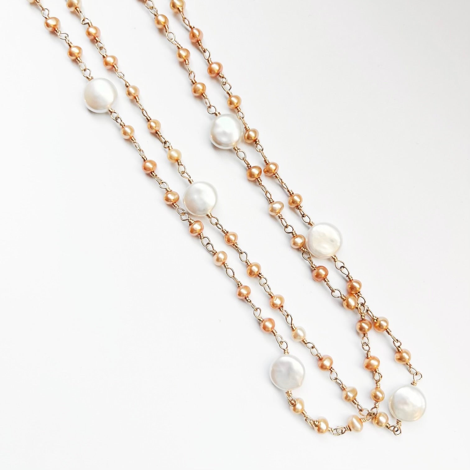 pearl link beaded necklace