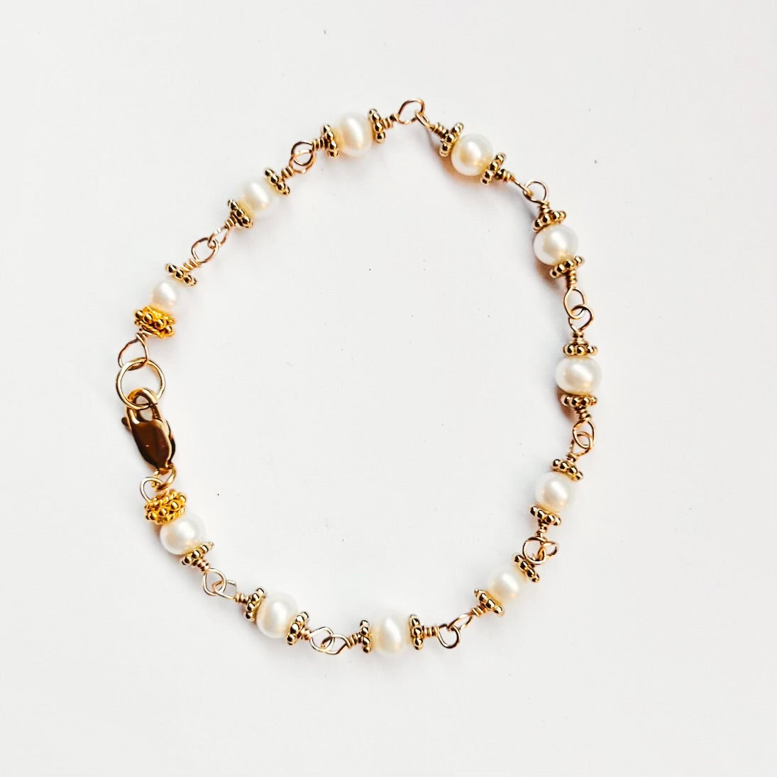 Pearl Link Gold Fill Bracelet