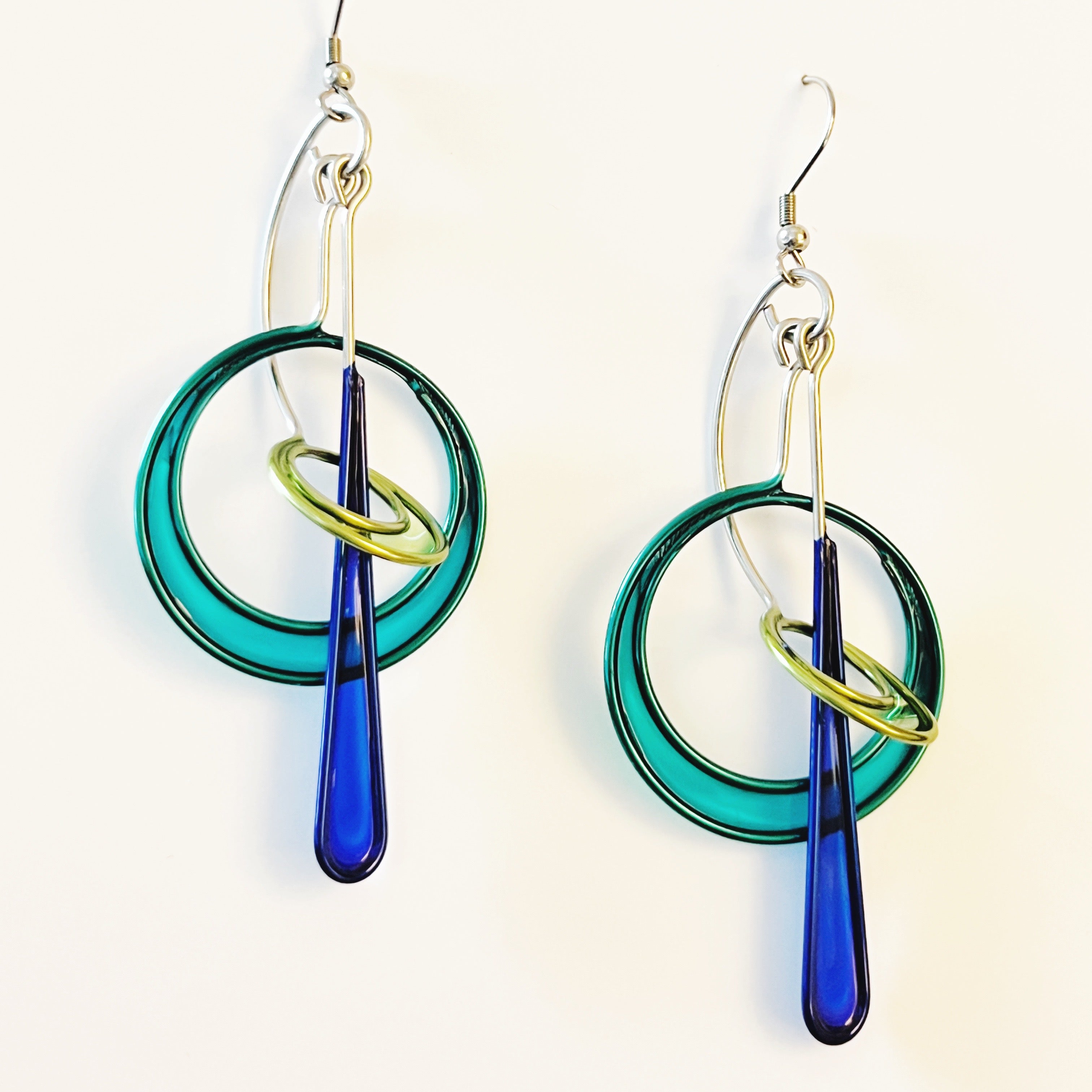 Double Circle Earrings with Teardrop