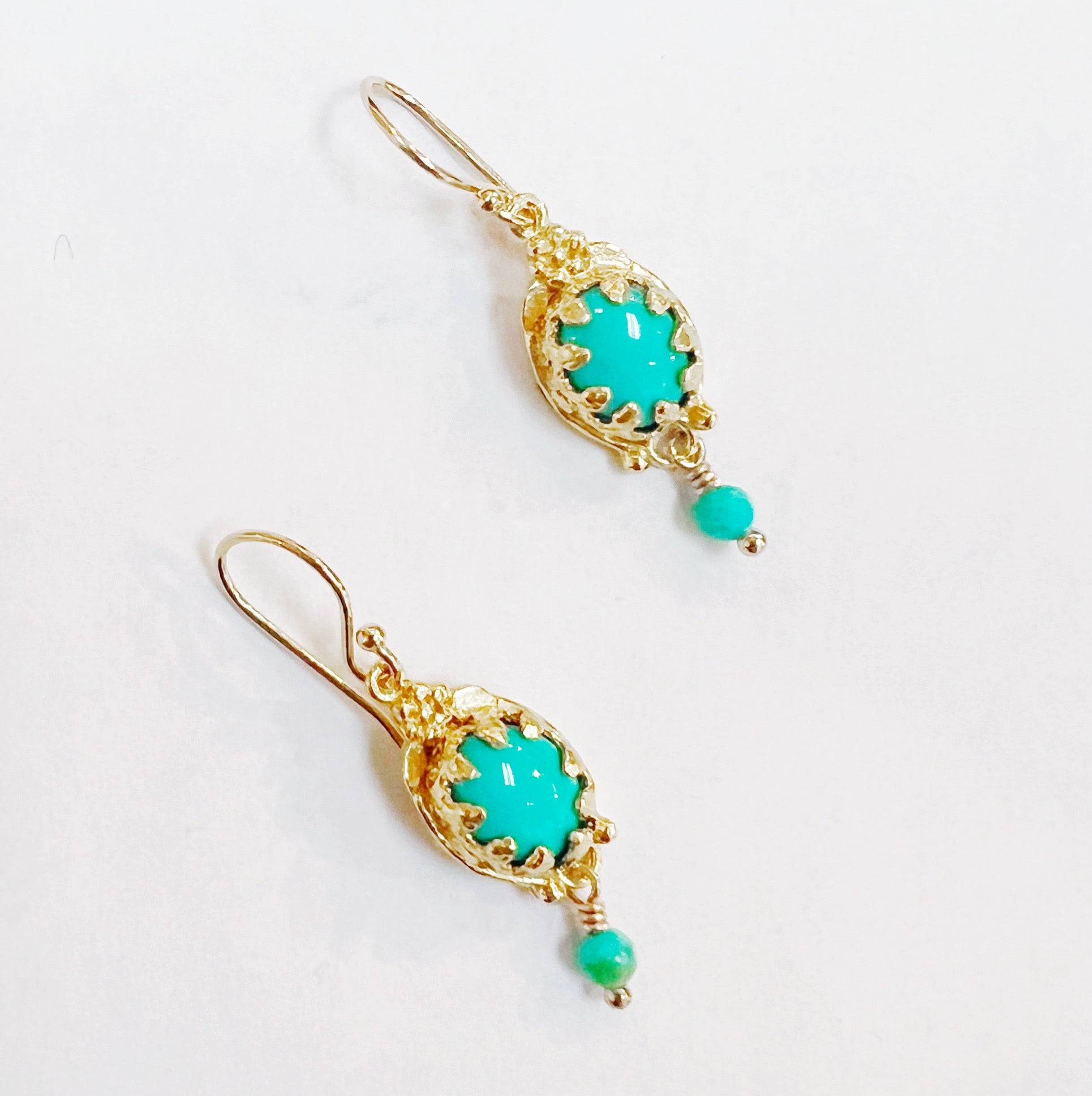 Turquoise and 18k Gold Vermeil Small Bezel Earrings
