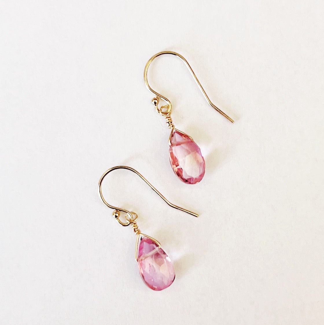Pink Topaz Gold Fill Earrings