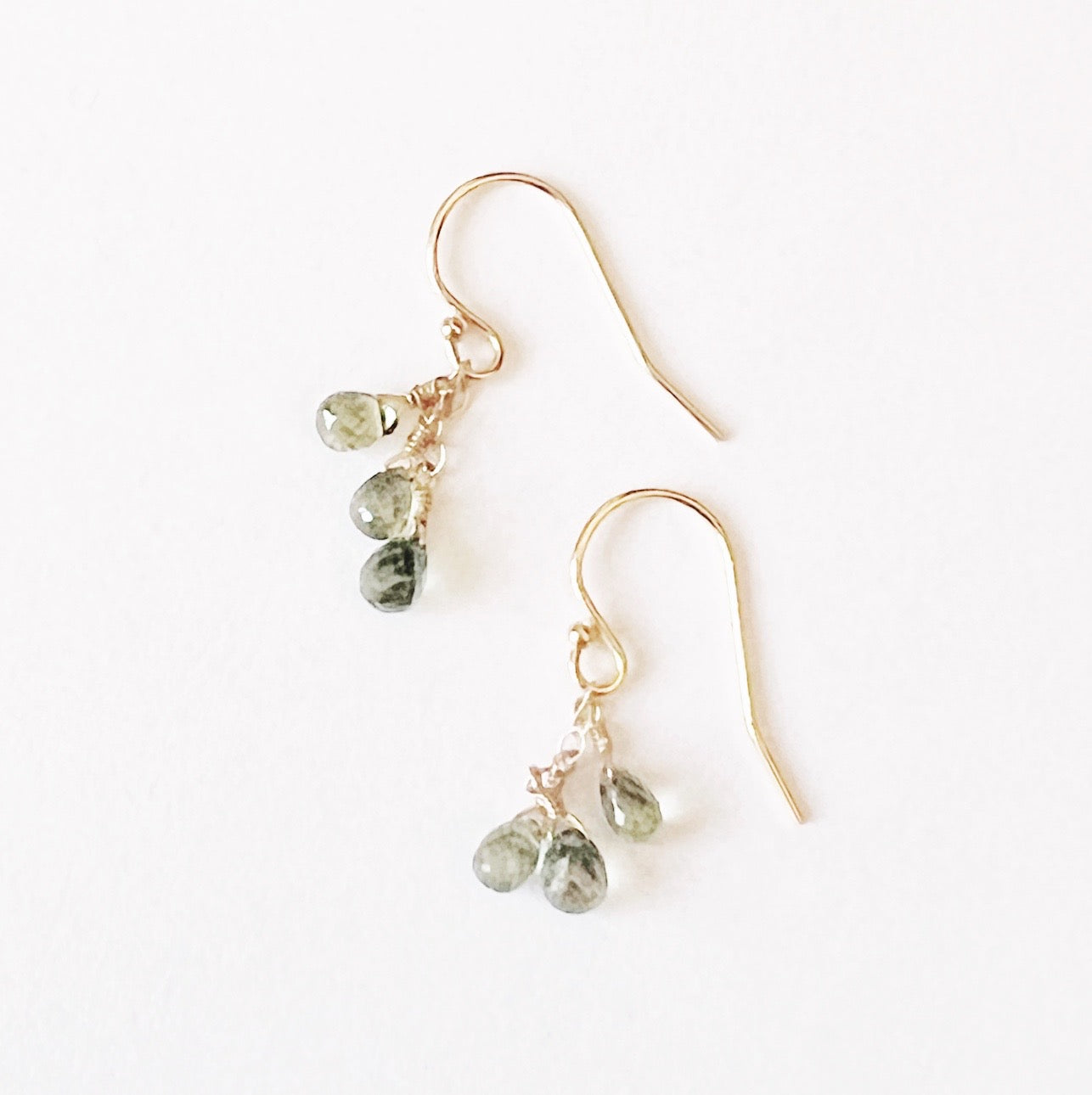 Green Sapphire Triplet Earrings