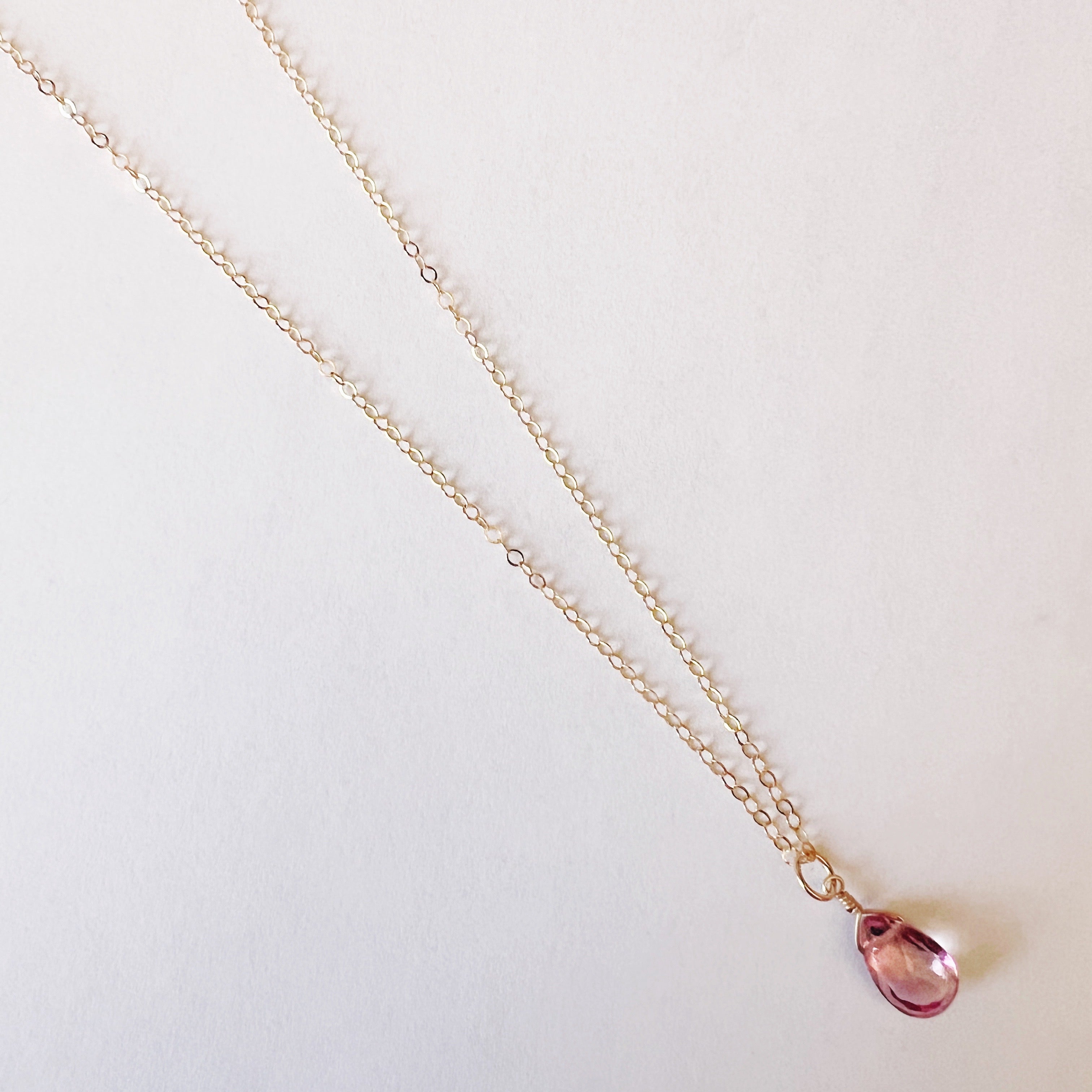 Pink Topaz Gold Fill Necklace