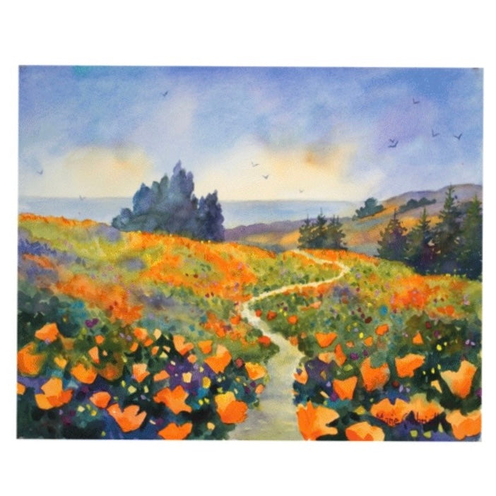 Poppy Path Giclée Print by Marie Gabrielle, showcasing vibrant colors and the beauty of nature in an 8x10 format.