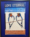 Art piece titled 'Hearts for the Arts | Swallows' by Hearts for the Arts, featuring a watercolor collage of two swallows perched on a branch, surrounded by sheet music, in a framed design. The artwork measures 10"H x 8"W.