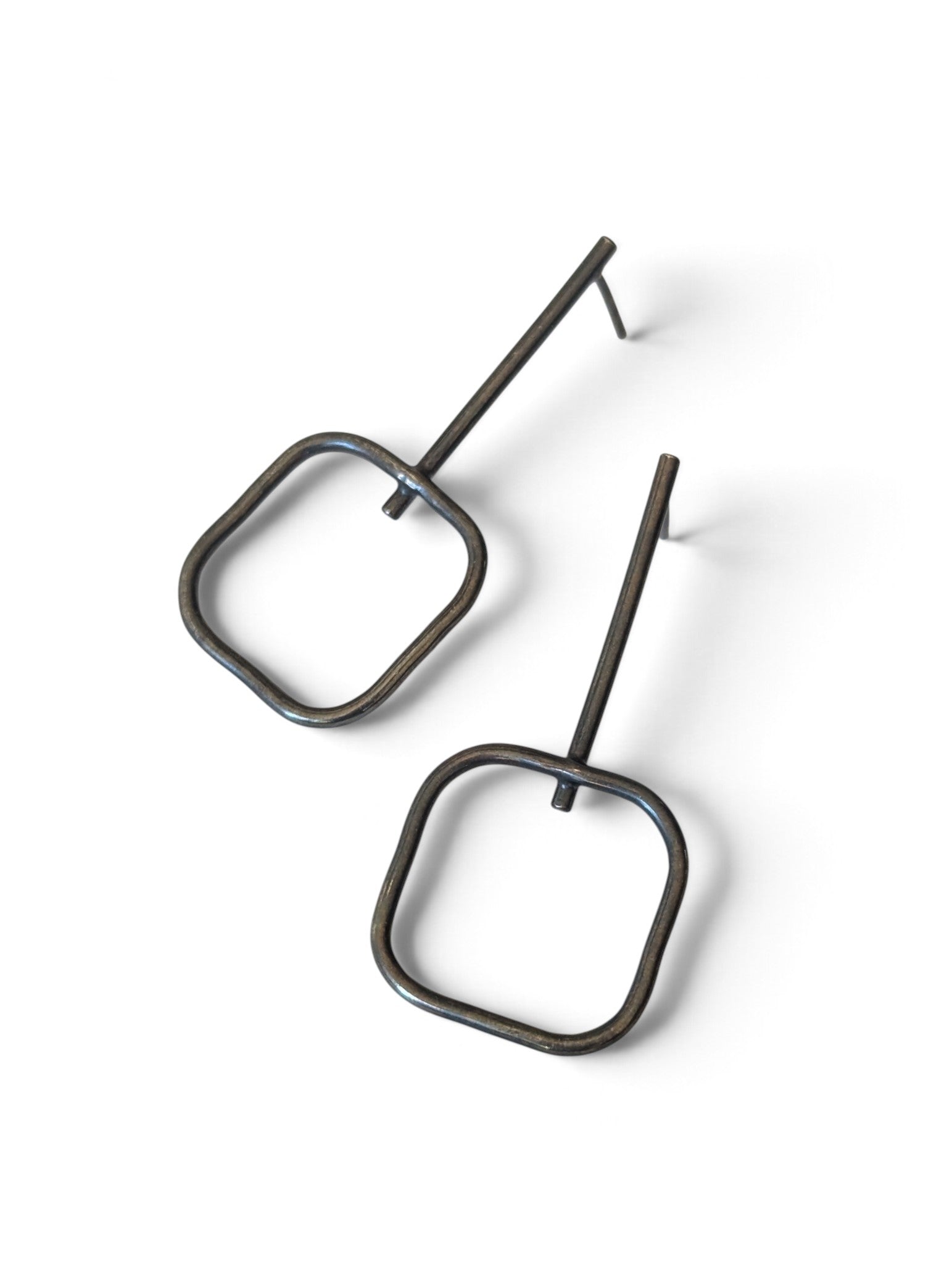 Sterling Silver Dangle Square Earrings