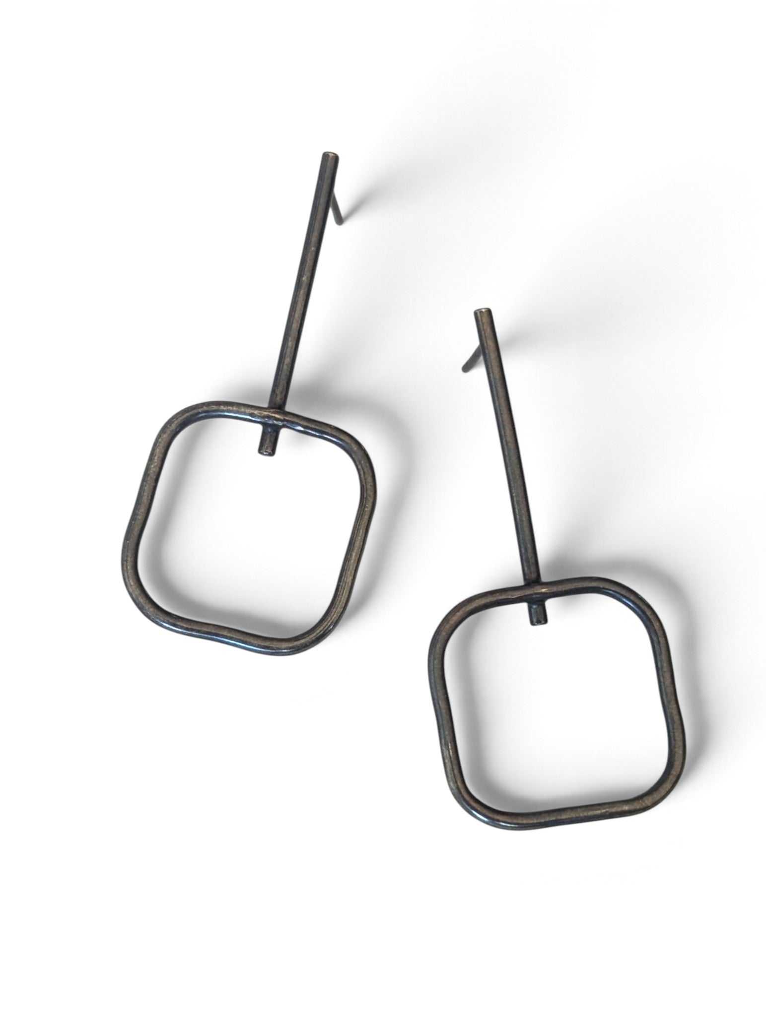 Sterling Silver Dangle Square Earrings
