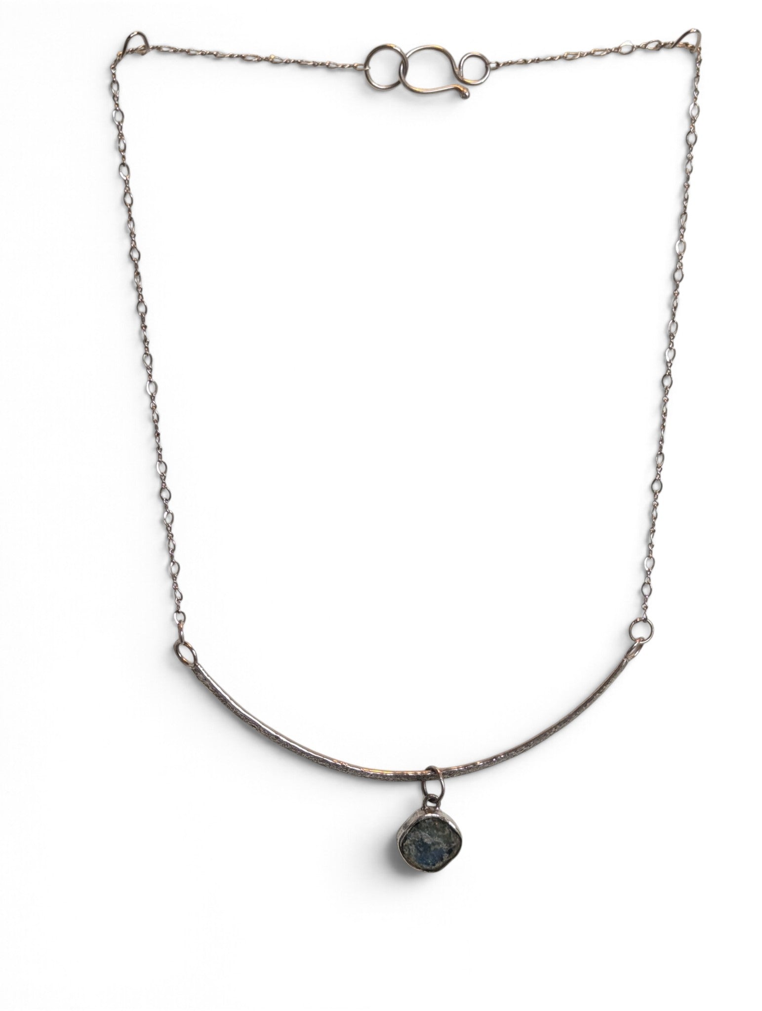 Textured Sterling Silver Collar with Ancient Roman Glass