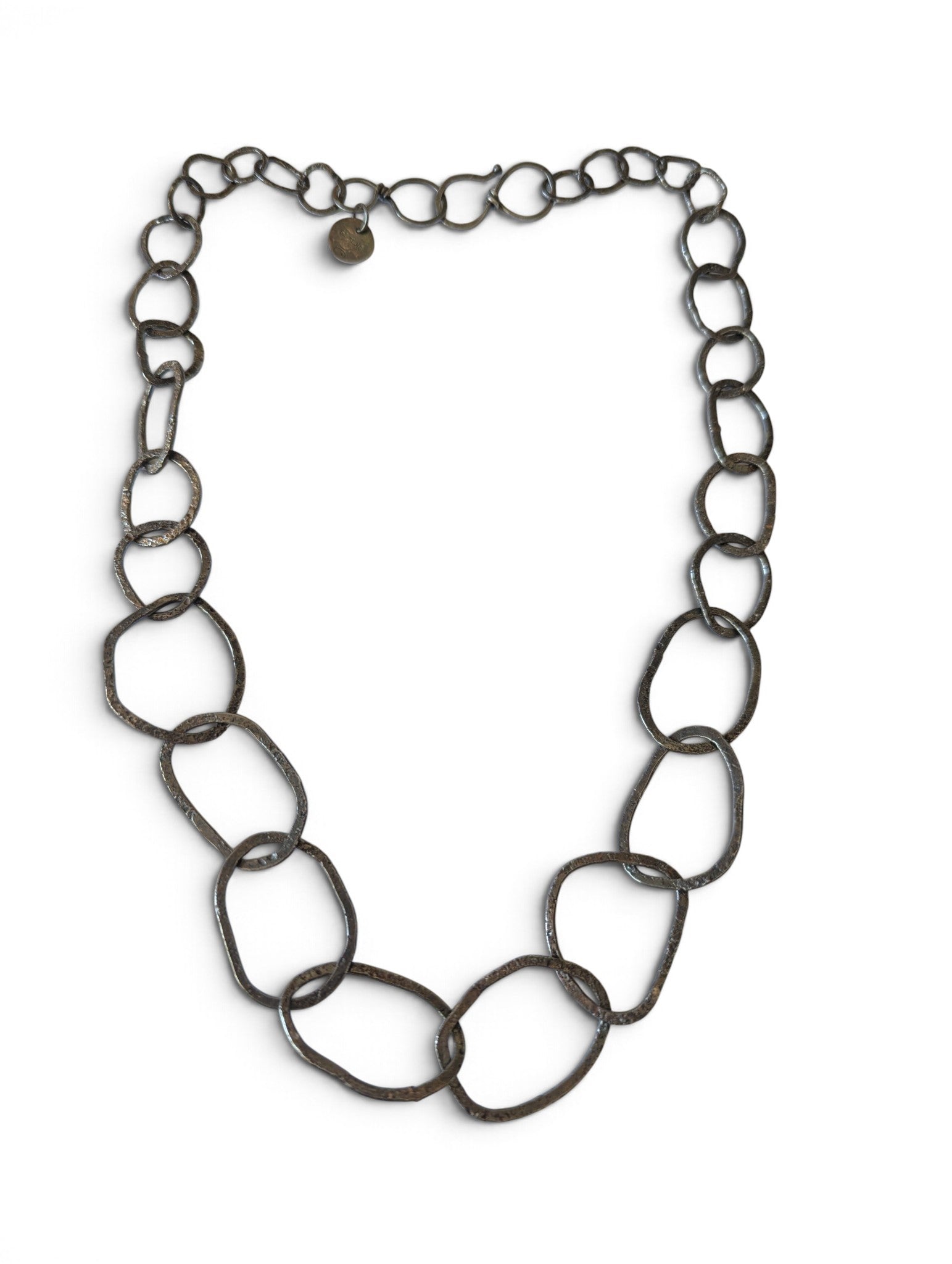 Hammered Sterling Silver Hoop Necklace