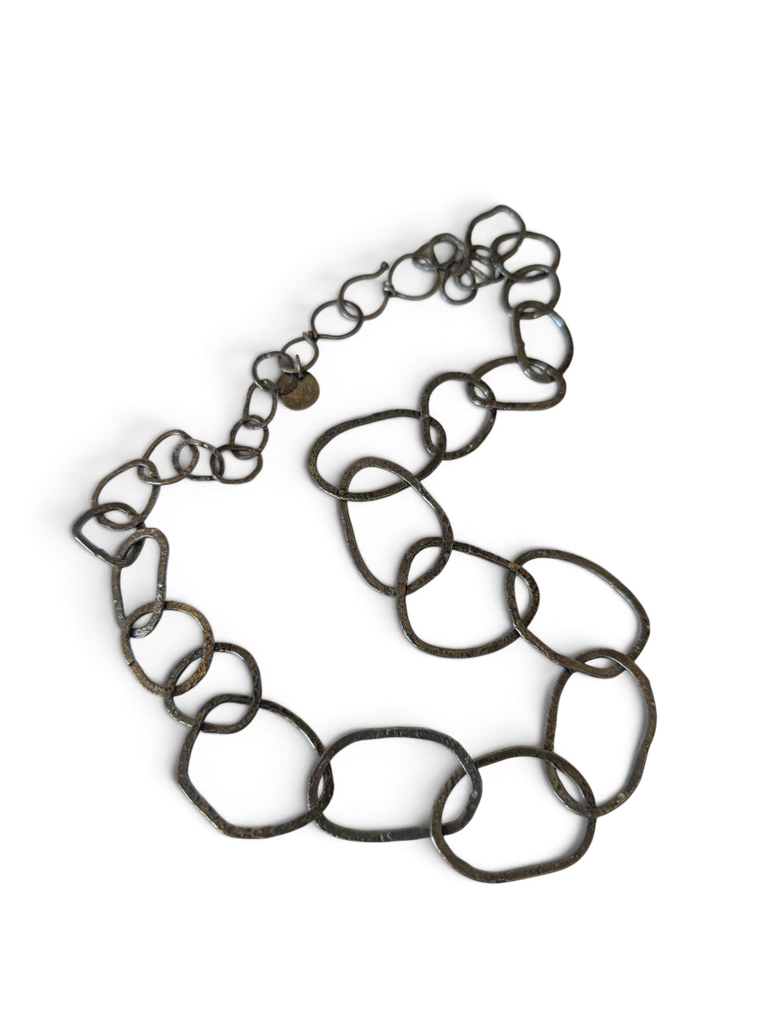 Hammered Sterling Silver Hoop Necklace