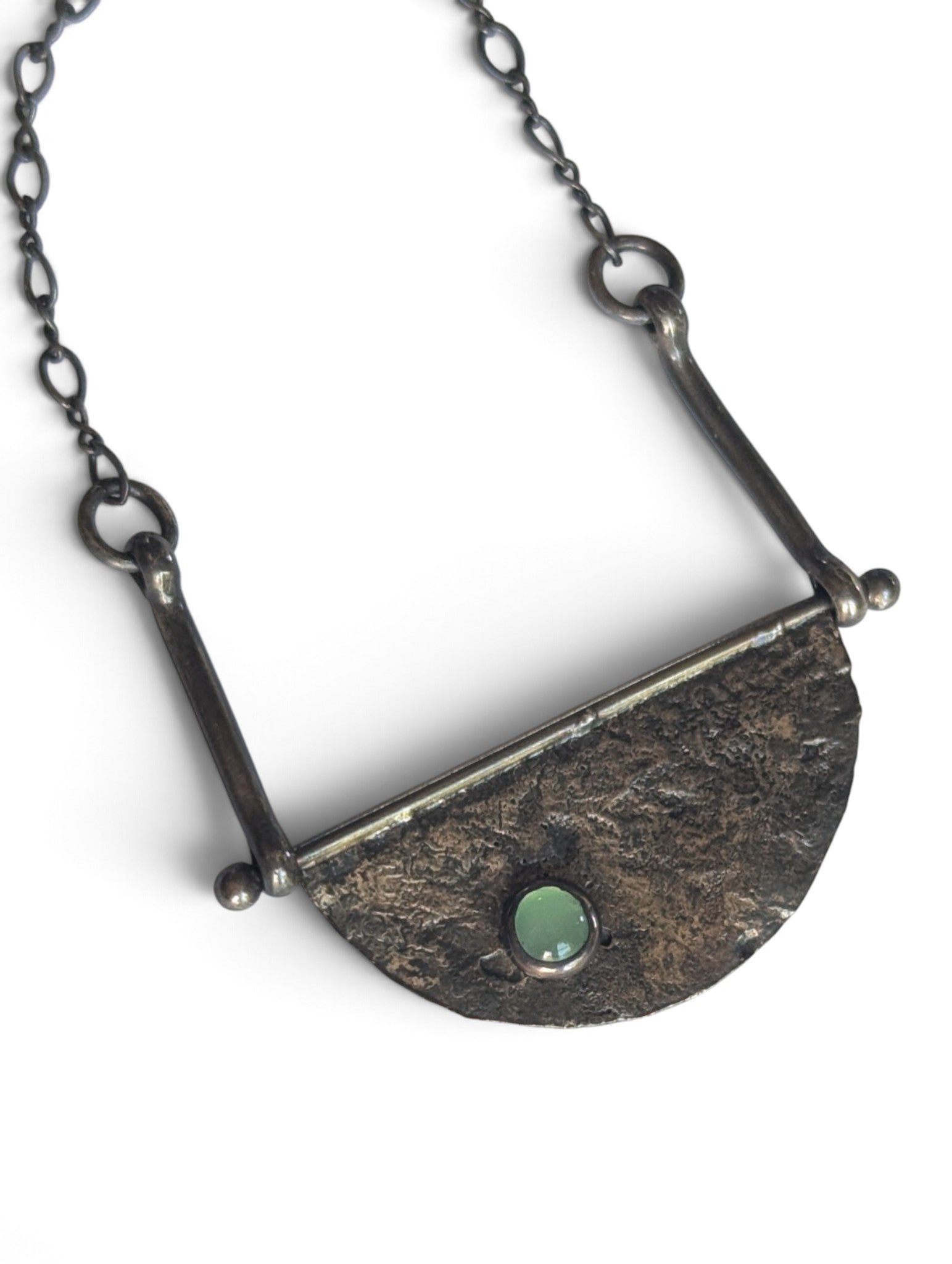 Half Moon Necklace with Milky Aquamarine