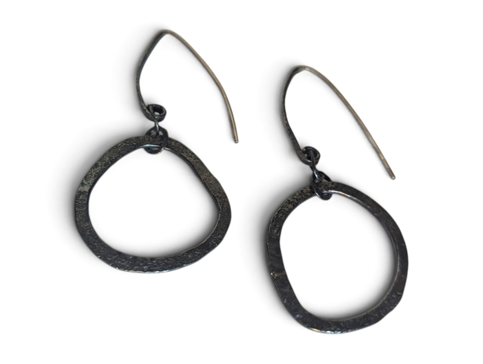 Sterling Silver Hammered Hoop Earrings