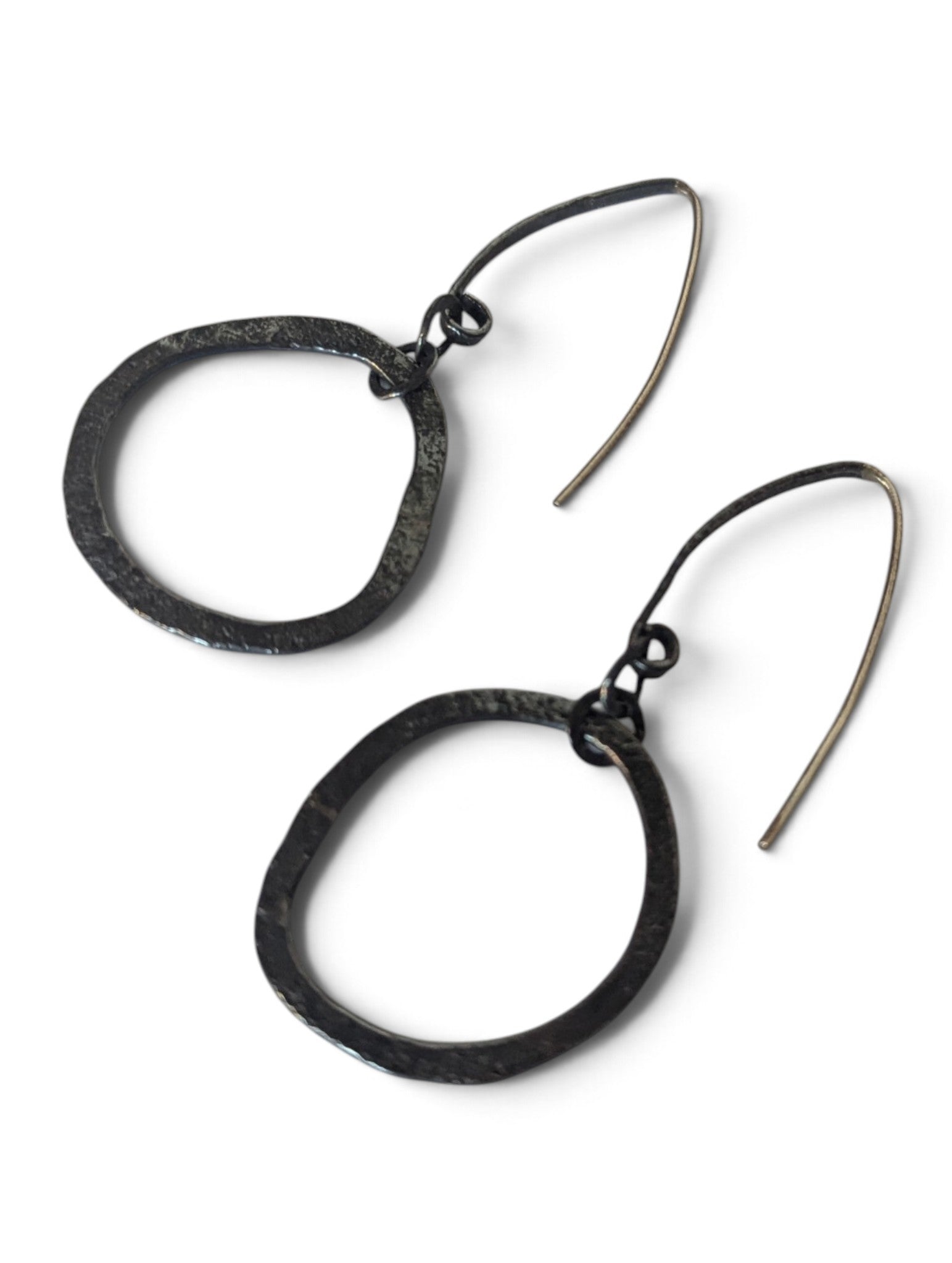Sterling Silver Hammered Hoop Earrings