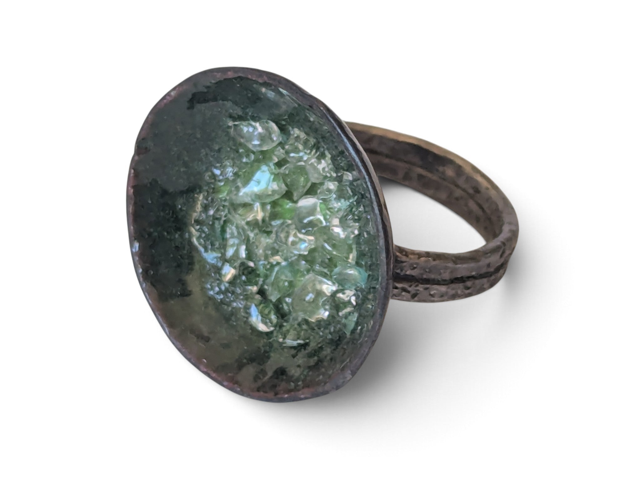Dish of Diamonds Green Ring