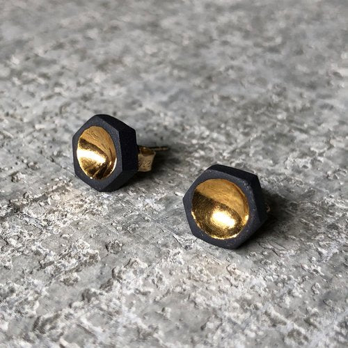 gold honeycomb earrings
