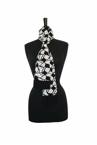 Black & White Crepe Silk Scarf