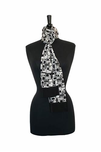 Black & White Crepe Silk Scarf