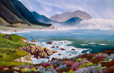Painting of Big Sur cliffs