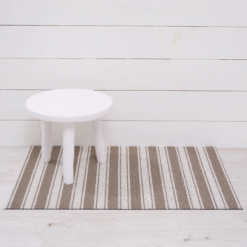 Chilewich Boardwalk Stripe Shag Mat-Walnut