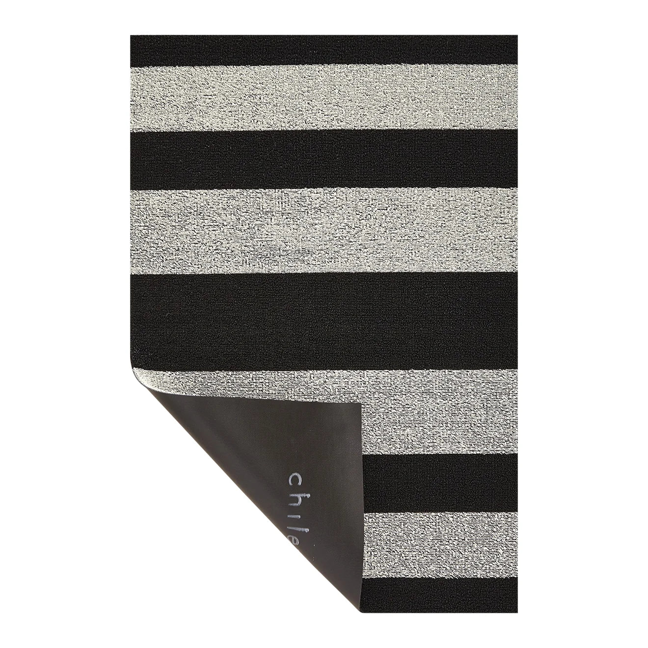 Bold Stripe Shag Mat | Black and White
