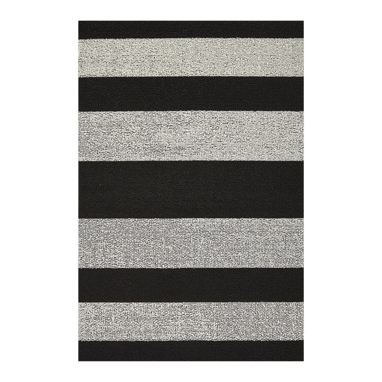 Bold Stripe Shag Mat | Black and White