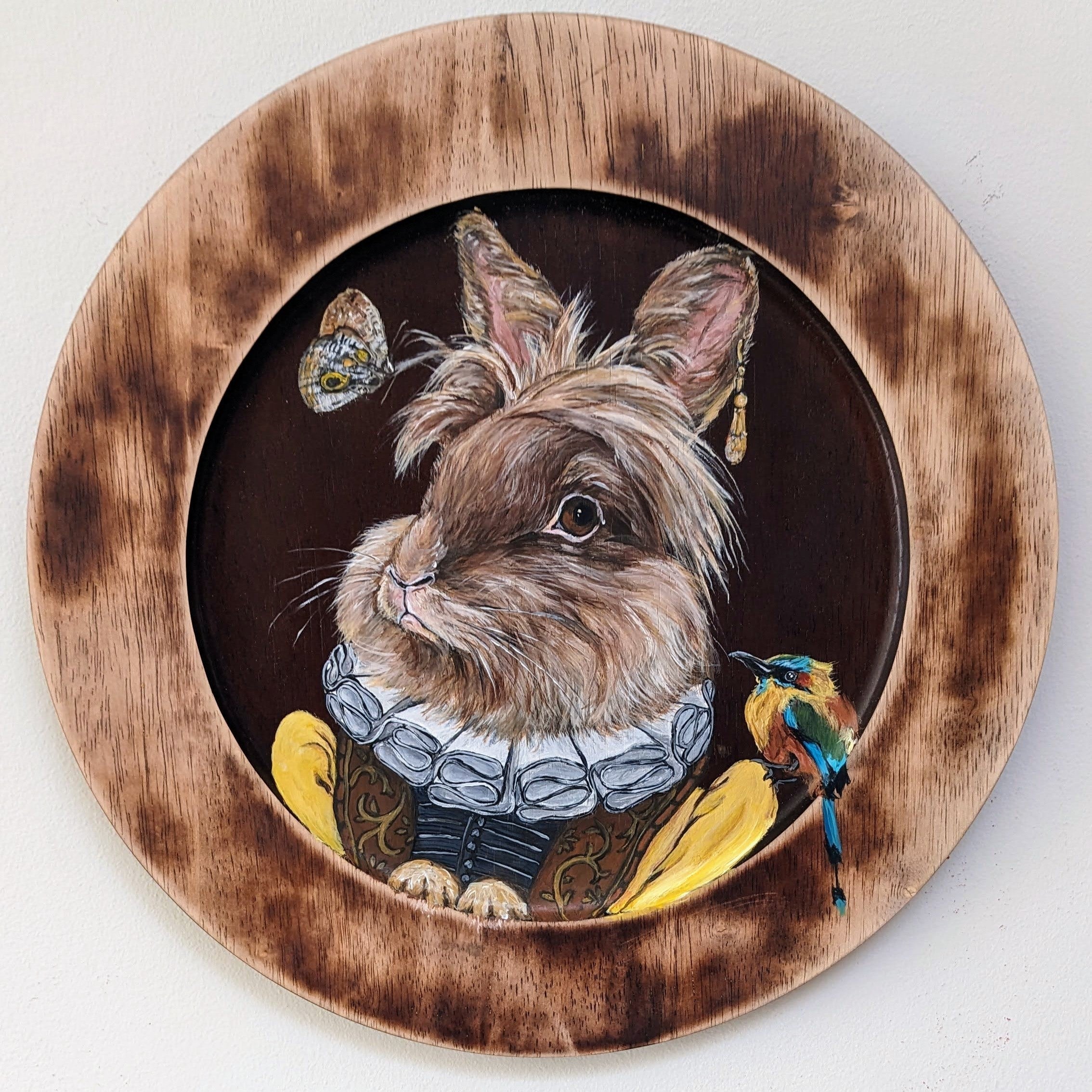 rabbit painted on acrylic wood