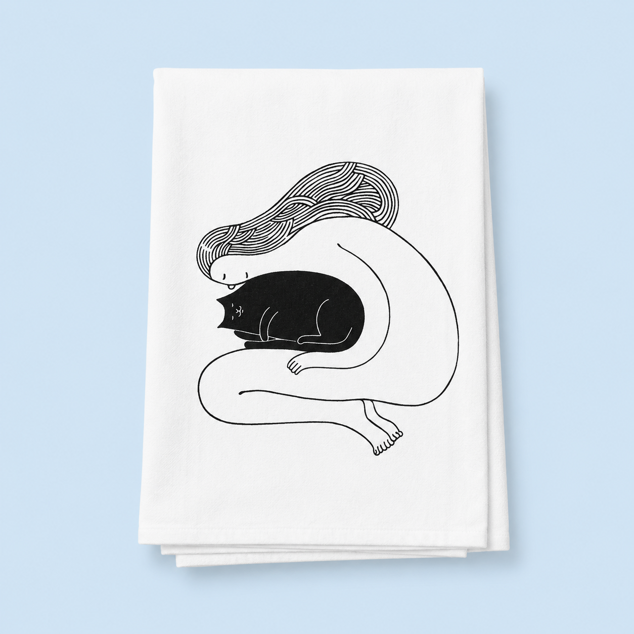 Colorful Doug Ross Tea Towel showcasing adorable cats, the ultimate kitchen companion in the fight against messes.
